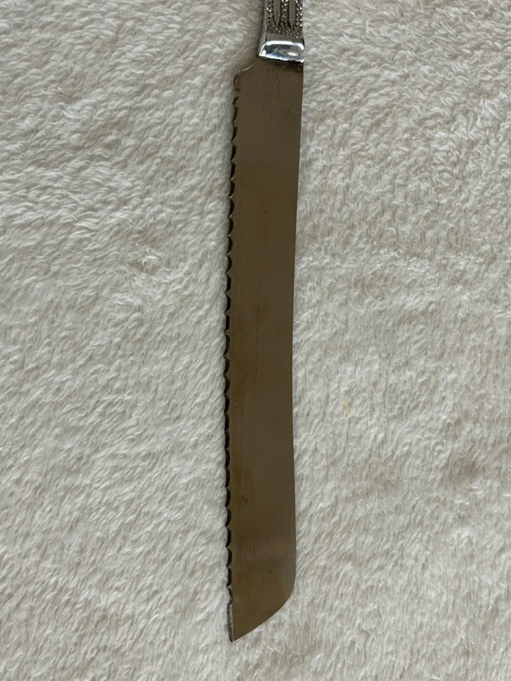 Vintage Challah Knife Silver Plated Stainless Blade Embossed In Honor of Shabbat